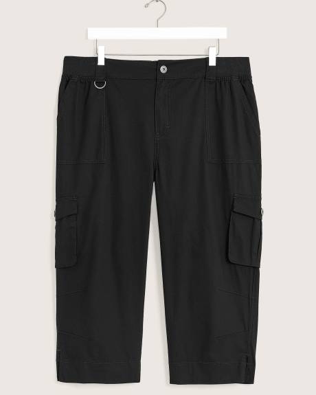 Pantalon capri avec bande de taille côtelée