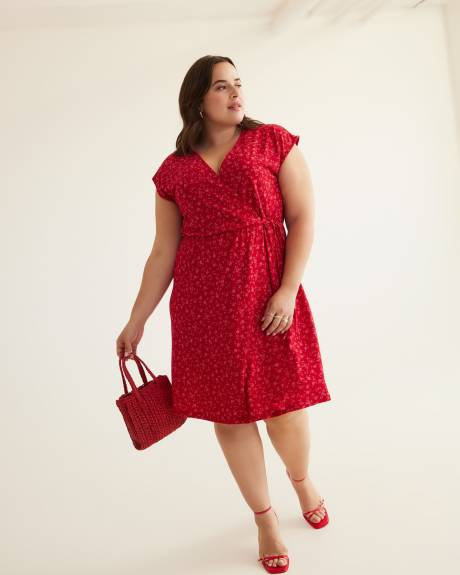 Floral Sleeveless Knit Wrap Dress
