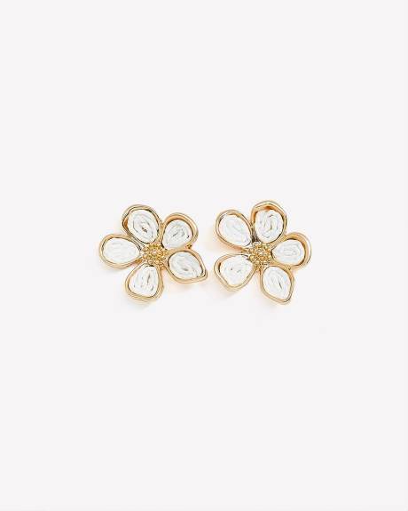 White Corded Flower Earrings