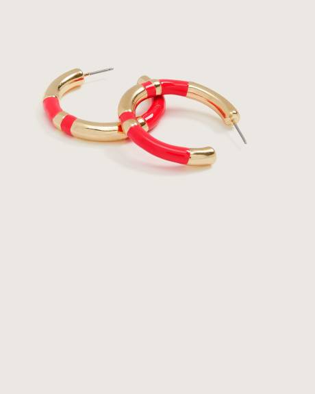 Boucles d'oreilles anneaux à deux tons