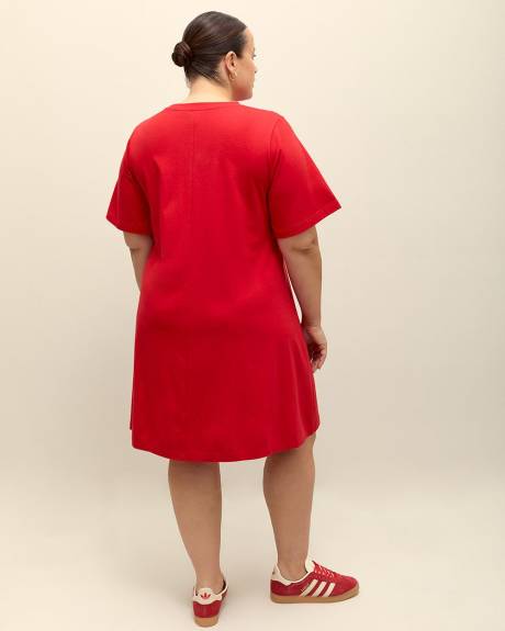 Responsible, Crewneck Swing Dress with Short Flutter Sleeves