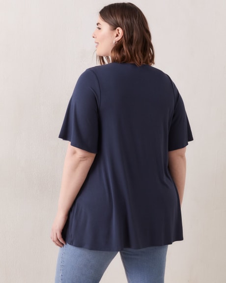 Solid Flutter Sleeve TunicLength Knit Top In Every Story Penningtons