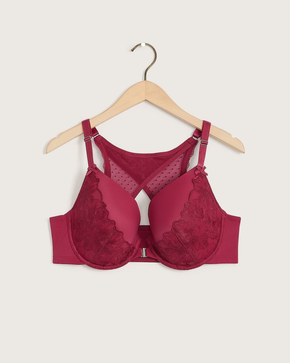 Front Closure Plunge Bra With Floral Embroidery - Déesse