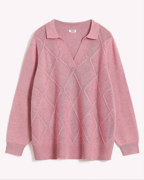 Pull à col polo avec mailles argyle, tissu responsable