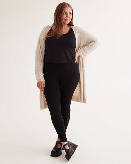 Responsible, Black Legging with Leopard Mesh Insert - PENN. Essentials
