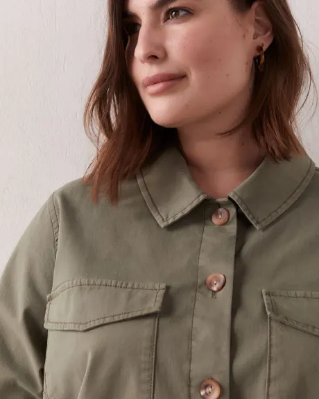 Solid Cotton Shirt Jacket - In Every Story
