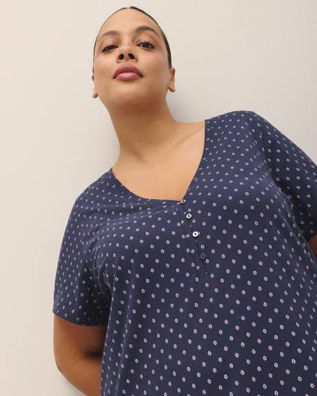 Robe de nuit courte à col Henley - ti Voglio