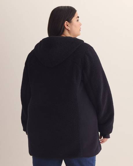 Long Hooded Sherpa Jacket - Active Zone