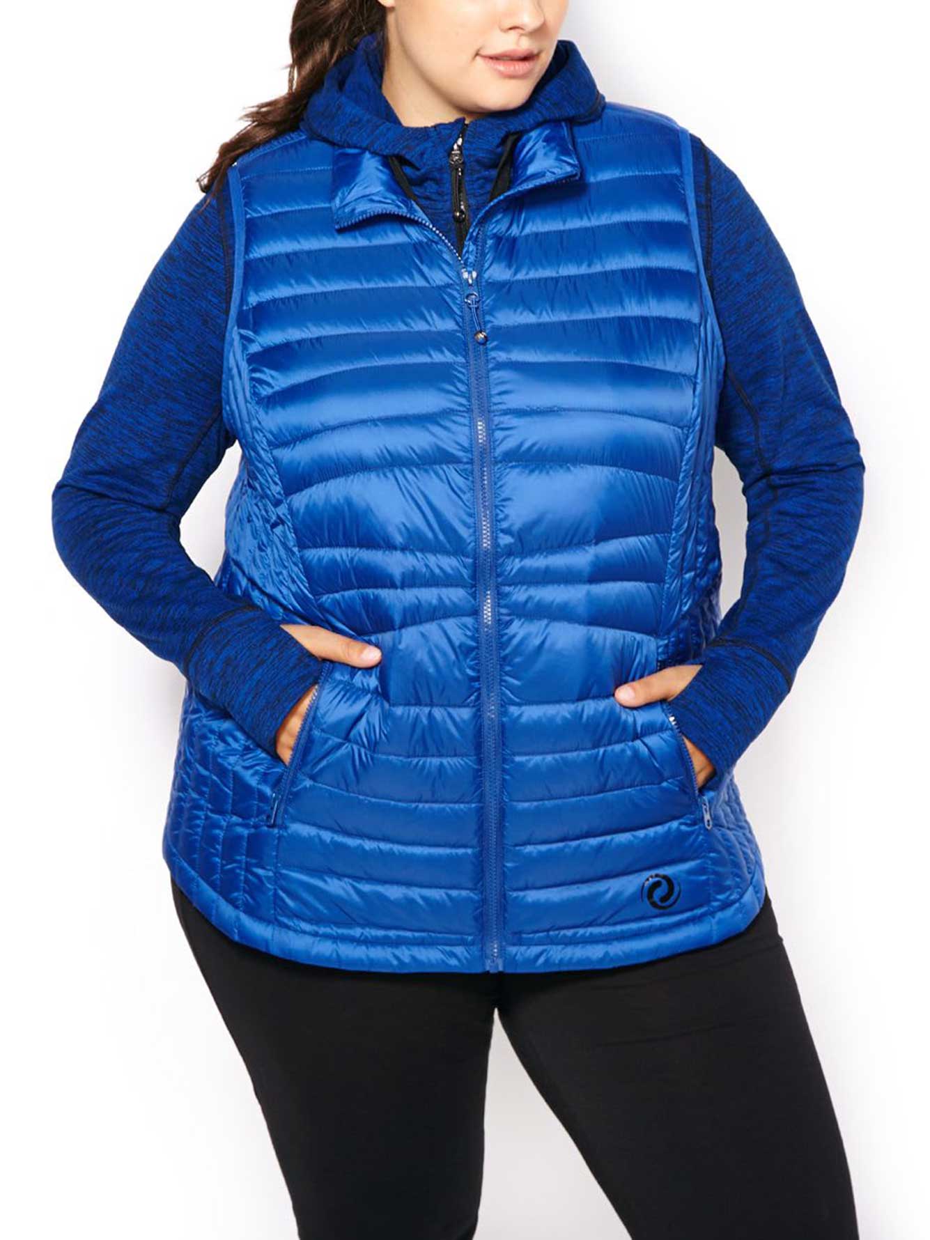 plus size down vest with hood