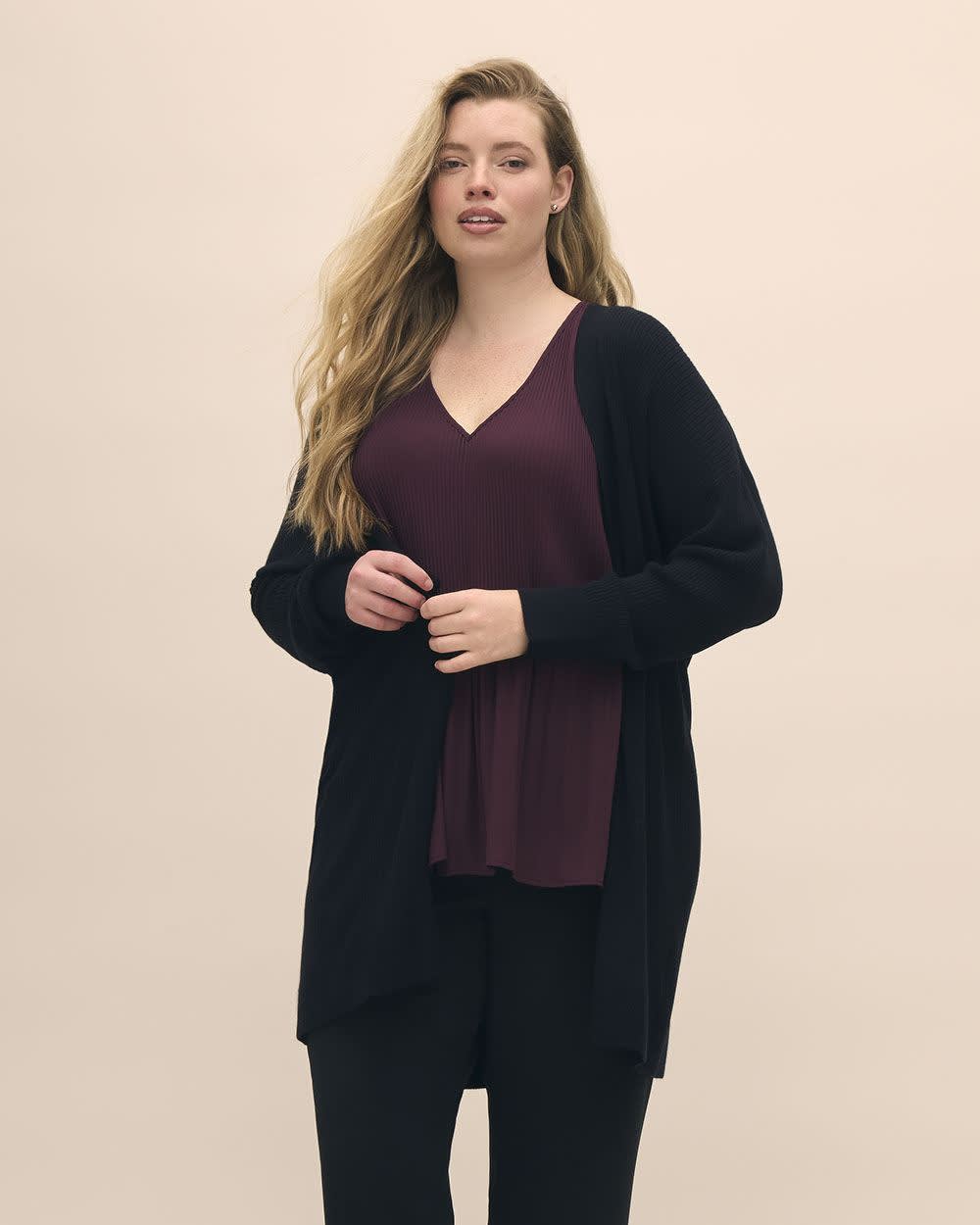 Responsible, Ribbed Open Cardigan