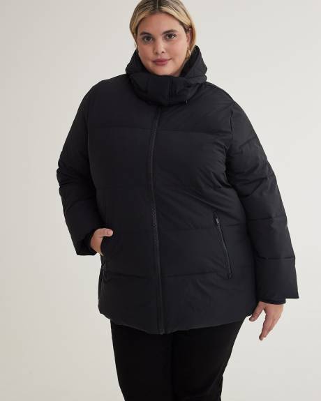 Stretch Puffer Jacket with Removable Hood