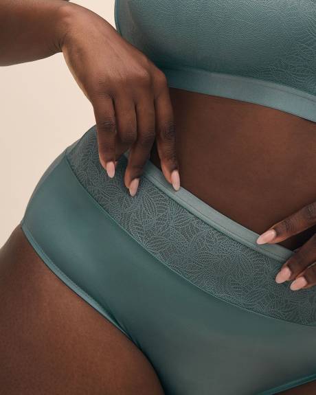 Blue Satin Full Brief with Lace Band - ti Voglio