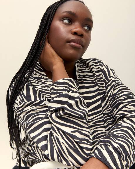 Responsible, Zebra-Print Stretch Bomber Jacket - Active Zone