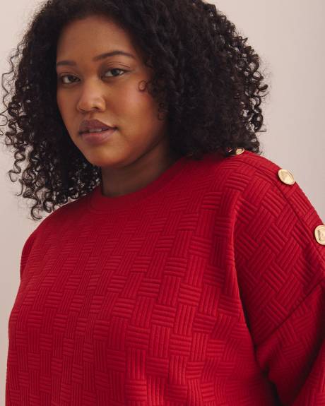 Dropped Shoulder Sweatshirt with Buttons