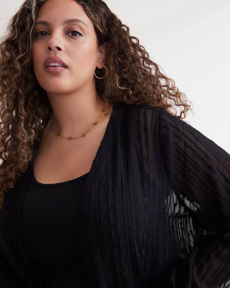 Black Kimono with Long Bubble Sleeves