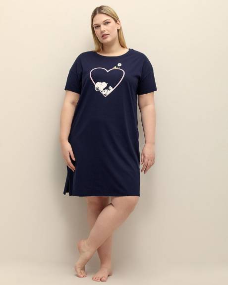 Chemise de nuit bleue à manches courtes avec imprimé de Snoopy - ti Voglio