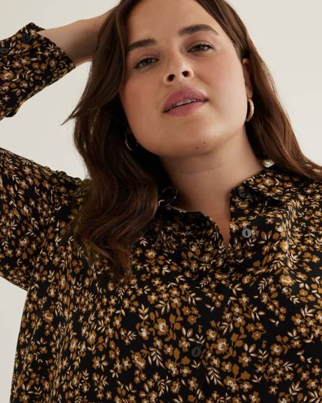 Black Floral Buttoned Down Shirt