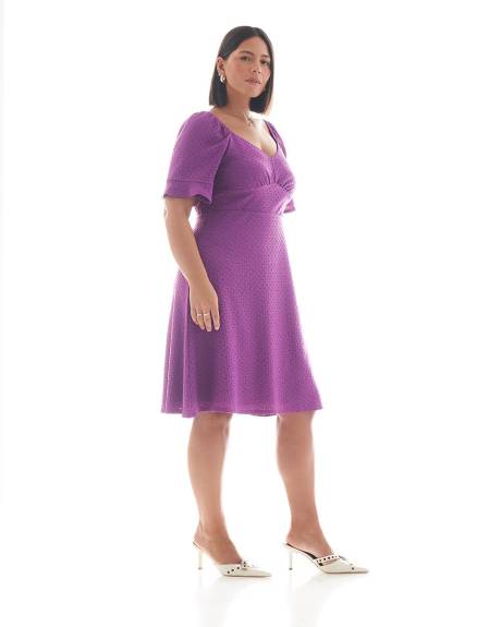 Eyelet Knit Dress with Flutter Sleeves - Addition Elle