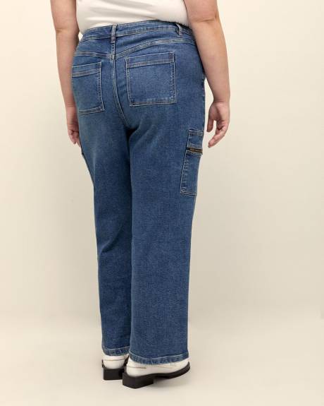 Responsible, Petite, Straight-Leg Cargo Jean, Medium Wash - d/C JEANS