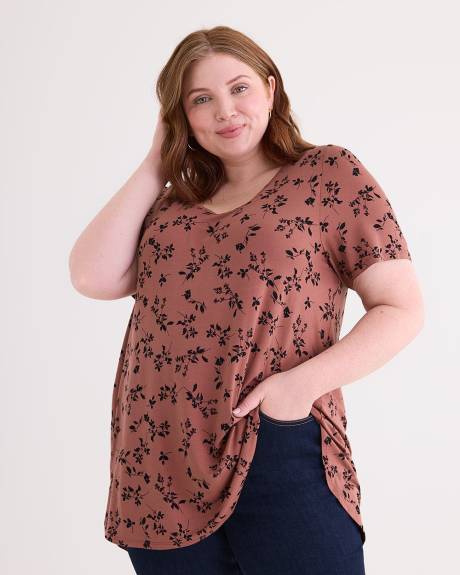 Responsible, Printed Modern Short-Sleeve Scoop Neck Tunic