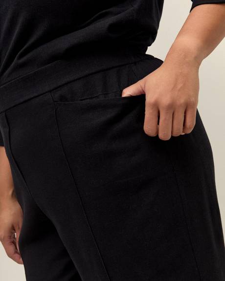 Linen Blend Wide-Leg Cropped Pant