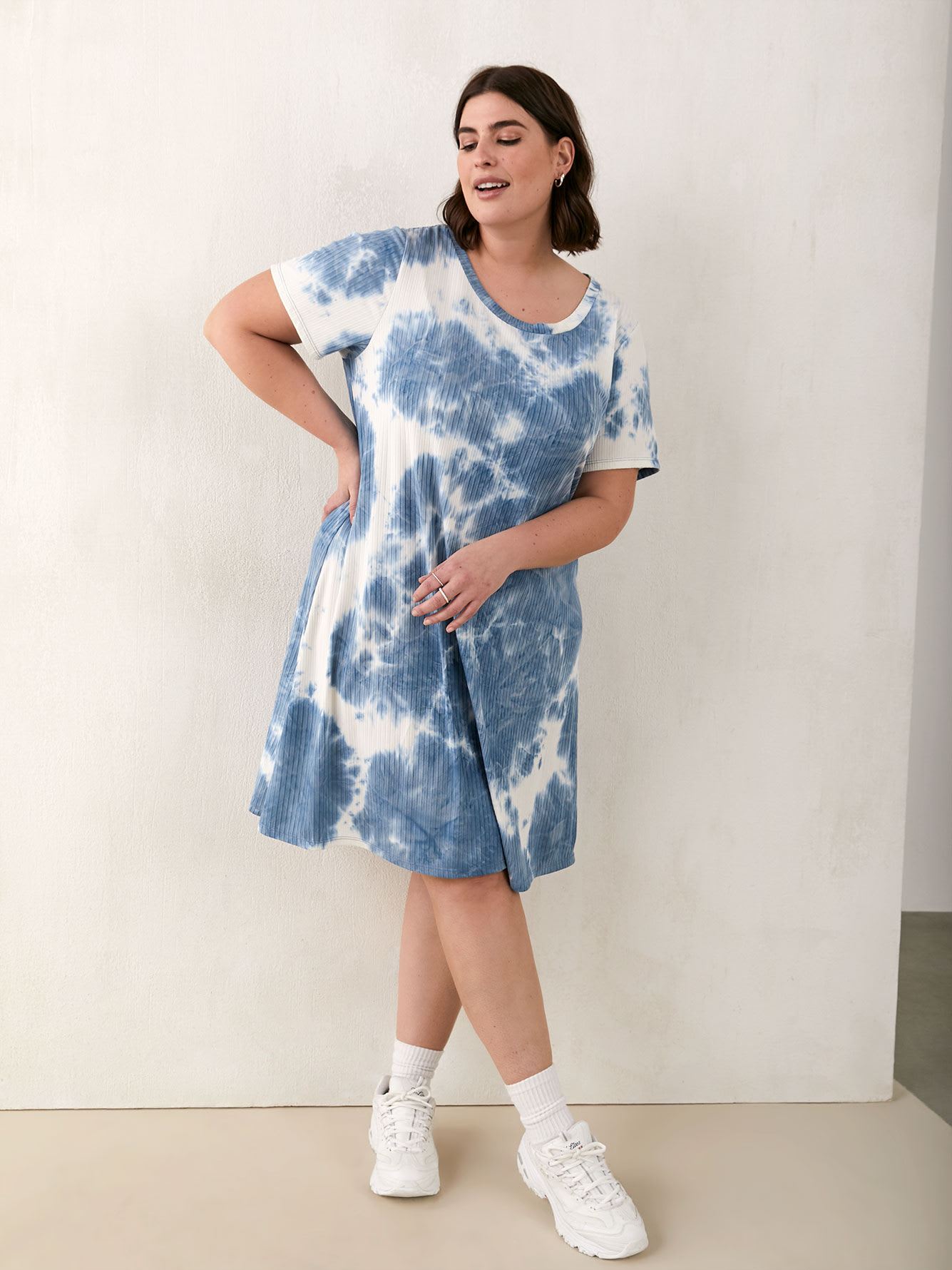 Tie-Dye T-Shirt Dress With Crewneck