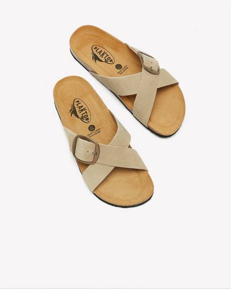 Sandale en cuir Julia à bandes croisées, pied large - Plakton