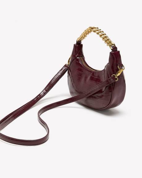 Sac croissant à motif crocodile avec poignée en métal