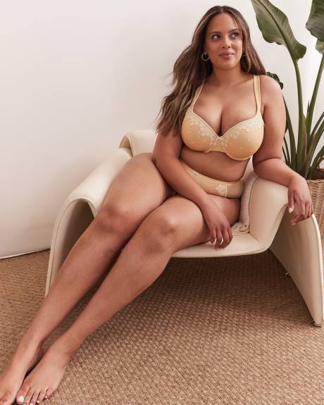Underwire Dotted Contour T-Shirt Bra with Lace - Déesse Collection