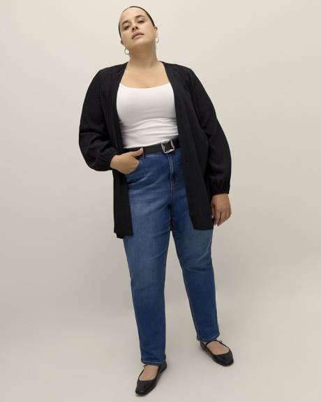 Black Kimono with Long Bubble Sleeves