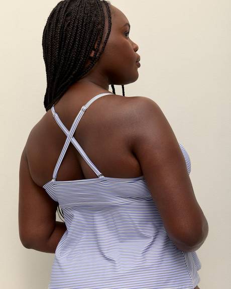 Blue Striped Underwire Swing Tankini