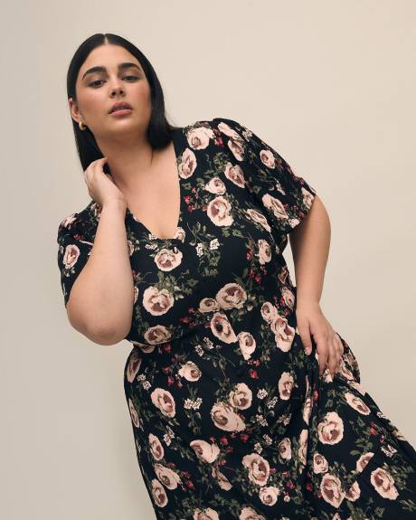 Buttoned-Down Tiered Maxi Dress