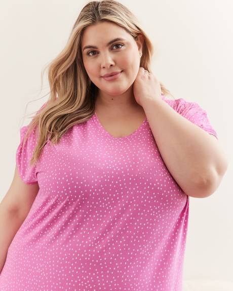 Chemise de nuit courte imprimée sans manches - ti VOGLIO