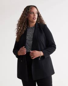 Fluid Double-Breasted Suit Blazer