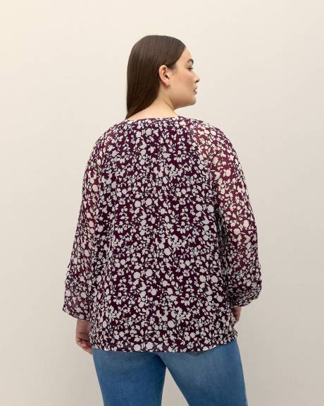 Floral Swing Blouse with Raglan Sleeves