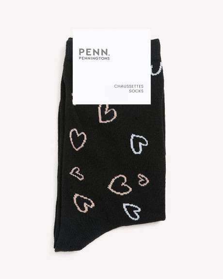 Crew Socks with Heart Print