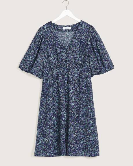 Responsible, Printed Woven V-Neck Dress - Addition Elle
