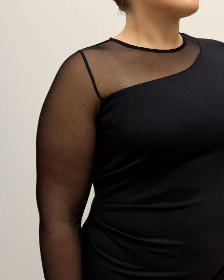 Robe noire ajustée avec devant asymétrique - Addition Elle