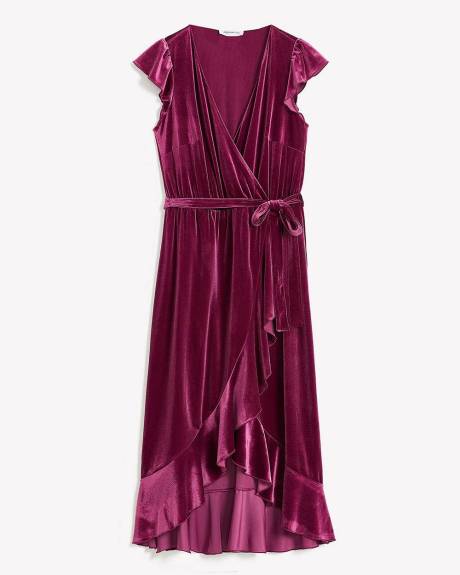 Wrap Velvet Maxi Dress with Tiered Hem - Addition Elle