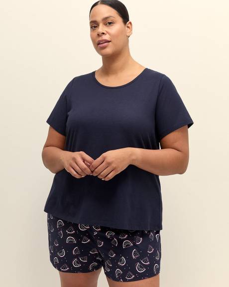 Ensemble de pyjama t-shirt et boxer bleu marine - ti Voglio