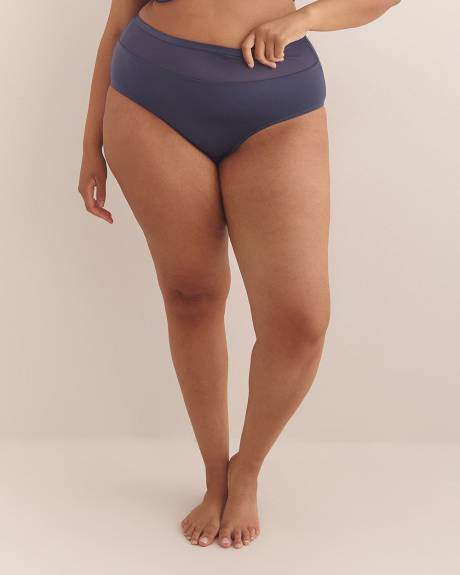 Blue Satin Brief with Mesh Band - ti Voglio