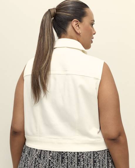 White Cropped Denim Vest - d/C JEANS