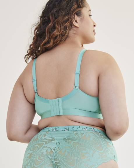 Padded Wireless Lounge Bra with Floral Print and Lace - Déesse Collection