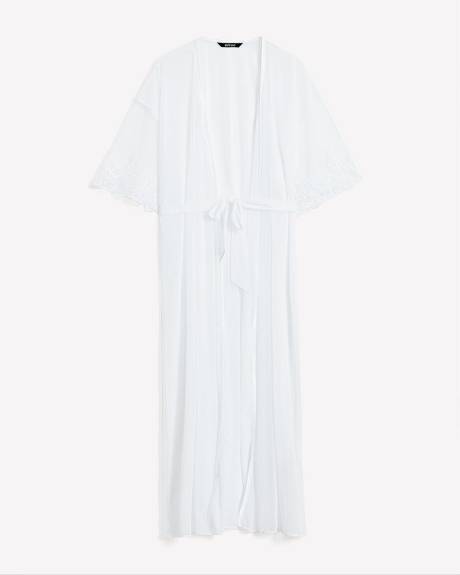 White Lace and Mesh Robe - Déesse Collection