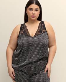 Camisole en satin à motif avec dentelle à l'encolure - Déesse Collection
