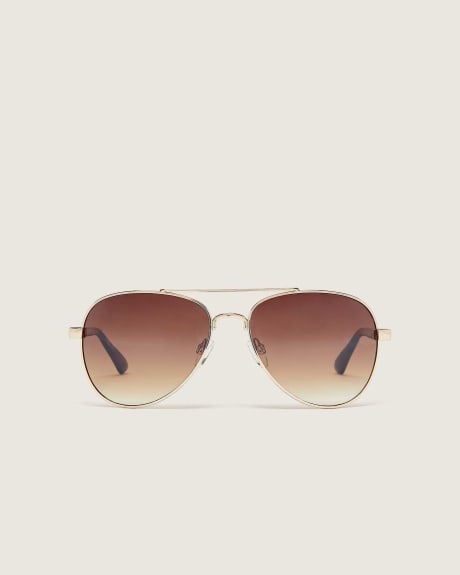 Aviator Metal Sunglasses With Plastic Temples - In Every Story