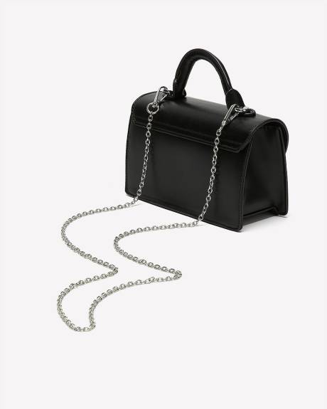Black Handbag with 3D Flower Top Handle