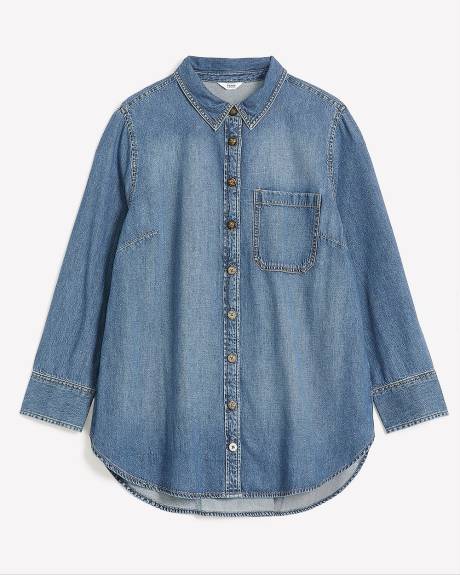 Denim Buttoned Down Tunic Shirt