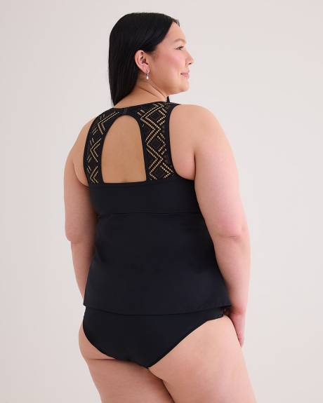 Black Pattern-Mesh Tankini Top