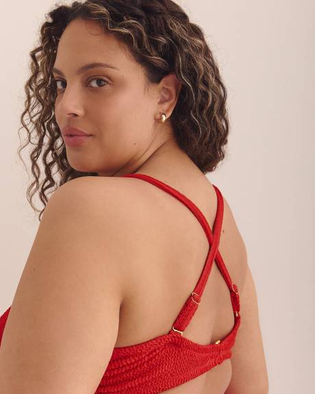 Red Louise Bandeau Bikini Top with Drawstrings - Nana The Brand